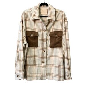 NWT Altar'd State button front plush flannel plaid shacket